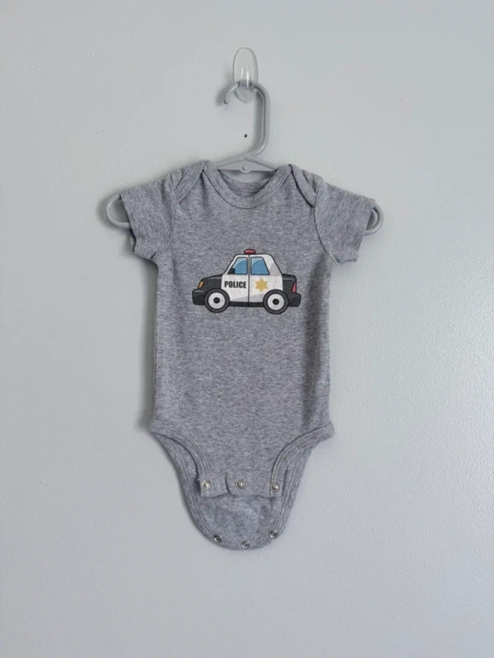 Gray Police Car Baby Bodysuit 3M